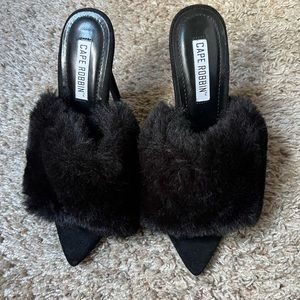 Cape Robbin Black Furry Heels